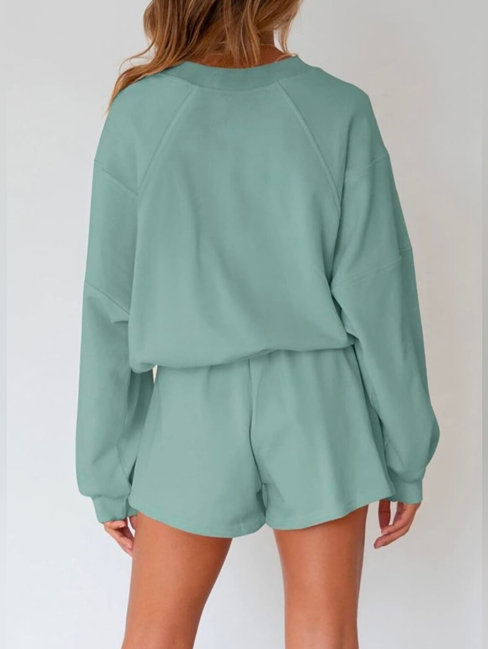 Merokeety 2 Piece Oversized Lounge Set Light Green | Size L - Picture 2 of 15